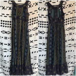 Free People Navy and Olive Maxi